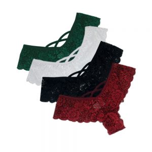 4PC Romantic Sexy Women Lace Flowers Low Waist Underwear Panties G-string Lingerie Thongs женские трусики Sexy Lace Panties Y20