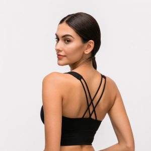 Nepoagym BOOST Cross Back Sport Bra Top Strappy Women Push Up Bra Brushed Fabric Workout Bra Soft Padded Long Yoga Bras