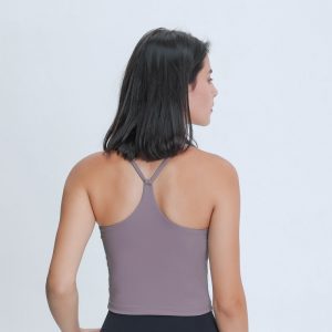 Nepoagym EMOTION Buttery Soft Women Workout Crop Tank Bras with Y Strappy Back Longline Gym Top with Removable Padding