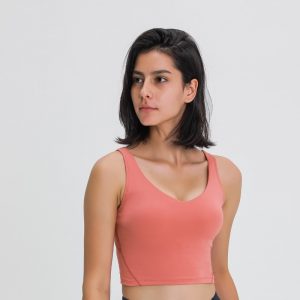 Nepoagym PASSION Women Crop Tank with Shelf Built In Bra Workout Top with Removable Padding Longline Sports Bra for Lounging