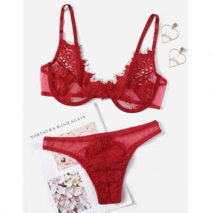 New Sexy Lace Transparent Bra Set Bra Brief Sets Women Lingerie Sexy Underwear Lace Sexy Half Cup Bra Transparent Lencería