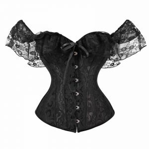 Sexy Lingerie Women Corset Bustier Top Overbust Sexy Nightclub Clothing Steampunk Gothic Lace Short Sleeves Corsets Costume