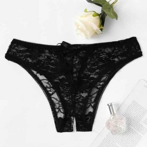 Women Sexy Opening Crotch Panties Floral Lace Open Open Spandex Crotchless Thongs for Sex Plus Size Female Underpants Sex Briefs