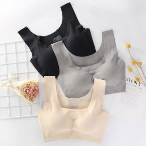 Women Upgrade Generation Laday U-Shaped Seamless Bra Underwear Full Cup Running Gym Crop Top Push Up Ice Silk Lingerie Sport Bra